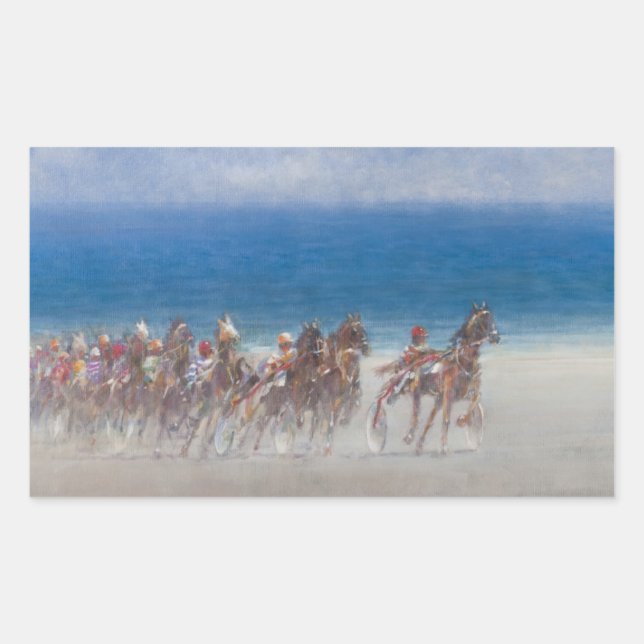 Pegatina Rectangular Carreras de Trotting Races Lancieux Bretaña 2014 (Anverso)