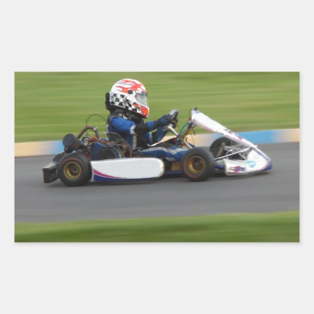 Pegatina Rectangular Carreras Kart (Anverso)