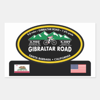 PEGATINA RECTANGULAR CARRETERA DE GIBRALTAR - SANTA BARBARA, CA -"TROFÍ