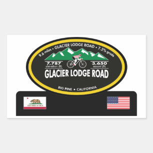 PEGATINA RECTANGULAR CARRETERA DE GLACIER LODGE - PINO GRANDE, CA -"TRO