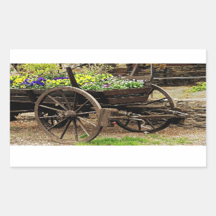 Pegatina Rectangular Carro de Flores