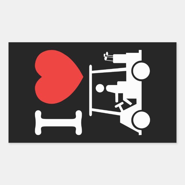 Pegatina Rectangular Carro de golf I Heart (Love) (Anverso)