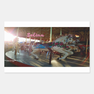 Pegatina Rectangular Carrusel Carnaval Feria de Carnaval Caballo Merry