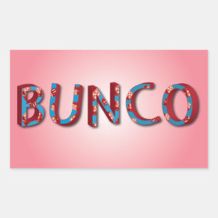 Pegatina Rectangular Cartas Bunco con dados bunco