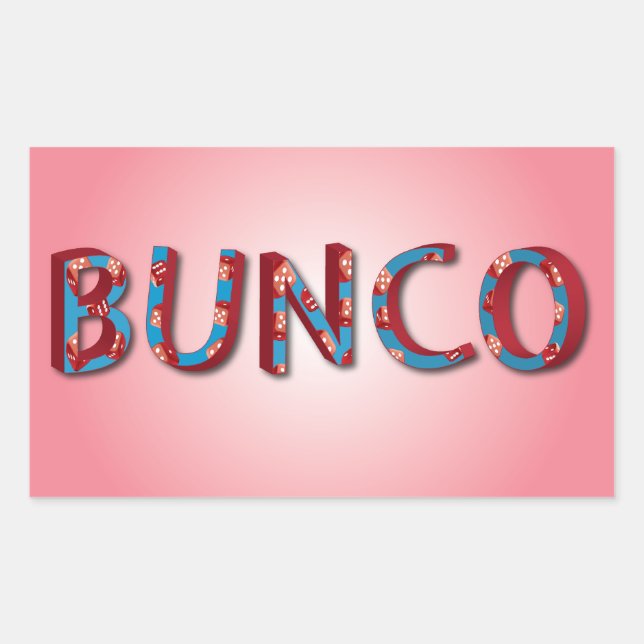 Pegatina Rectangular Cartas Bunco con dados bunco (Anverso)