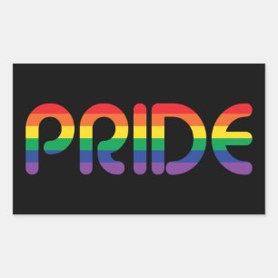 Pegatina Rectangular Cartas en globo del Orgullo Arcoiris