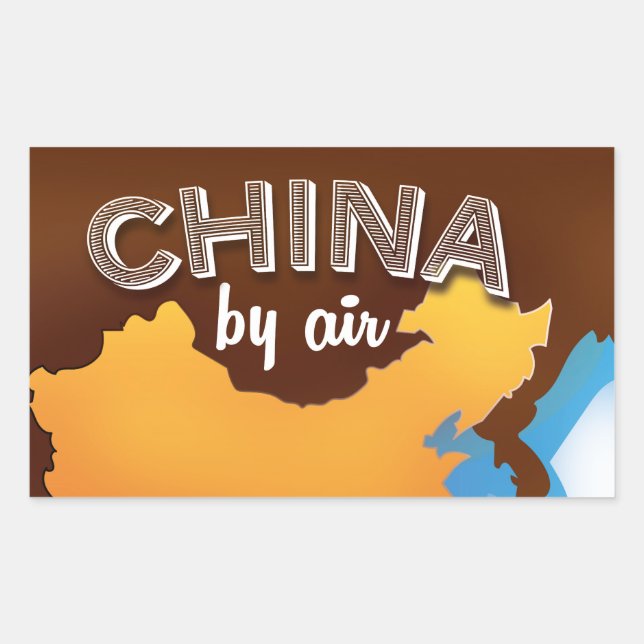 Pegatina Rectangular Cartel antiguo de viaje a China (Anverso)