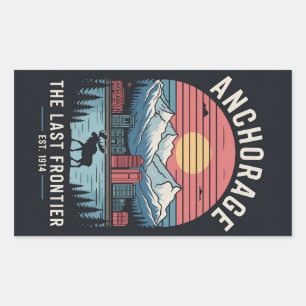 Pegatina Rectangular Cartel de viaje retro de Anchorage Alaska vintage
