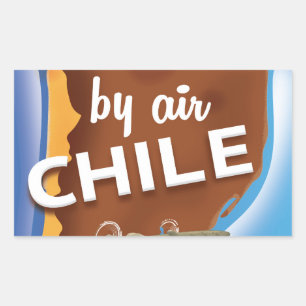 Pegatina Rectangular Cartel de viaje vintage de Chile