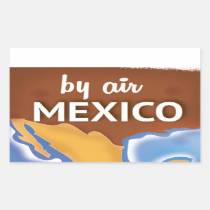 Pegatina Rectangular Cartel de viaje vintage de México