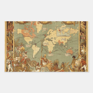 Pegatina Rectangular Cartel del mapa mundial del Imperio Británico de 1