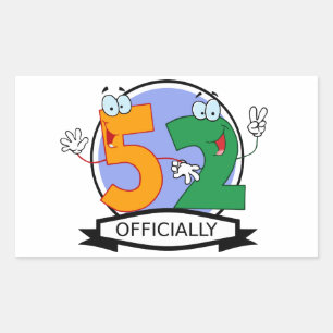 Pegatina Rectangular Cartel oficial de 52 cumpleaños