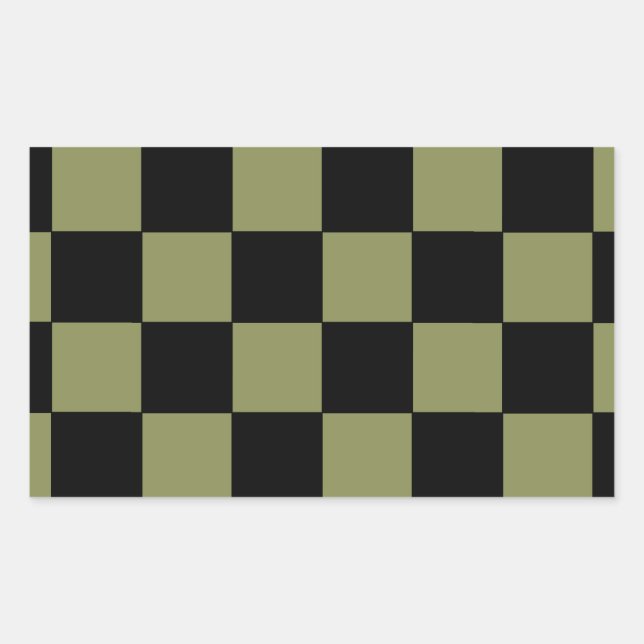 Pegatina Rectangular Cartón de ajedrez verde del ejército de Hipster (Anverso)