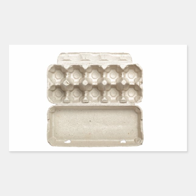 Pegatina Rectangular Cartón de huevo vacío (Anverso)