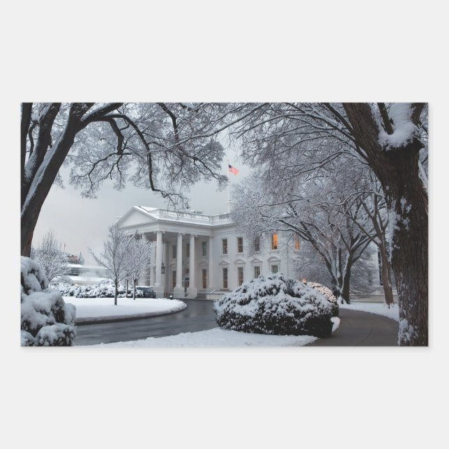 Pegatina Rectangular Casa Blanca Winter Wonderland (Anverso)