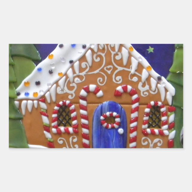 Pegatina Rectangular Casa de Gingerbread (Anverso)