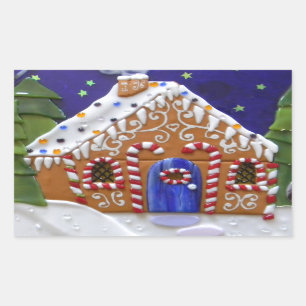 Pegatina Rectangular Casa de Gingerbread