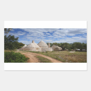 Pegatina Rectangular Casas Trulli de Puglia/Apulia