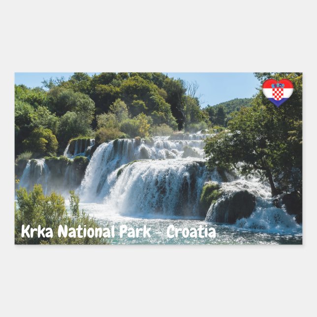 Pegatina Rectangular Cascada en el Parque Nacional Krka - Dalmacia, Cro (Anverso)