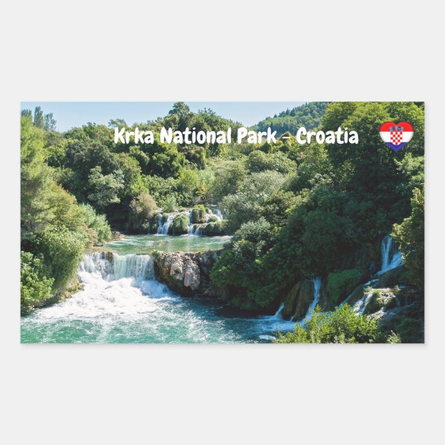 Pegatina Rectangular Cascada en el Parque Nacional Krka - Dalmatia, Cro (Anverso)