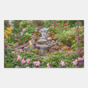 Pegatina Rectangular Cascada flotante con flores de primavera