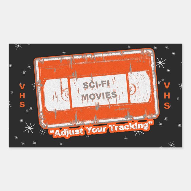 Pegatina Rectangular Cassette de video de películas de SciFi Ajustar tu (Anverso)