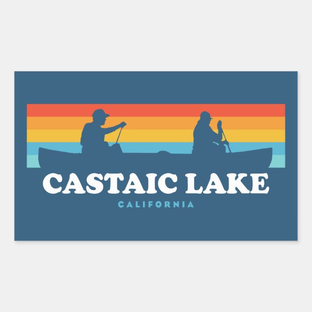 Pegatina Rectangular Castaic Lake California Canoe (Anverso)