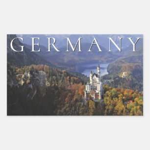 Pegatina Rectangular Castillo de Neuschwanstein   Alemania, Baviera