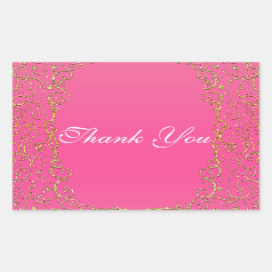 Pegatina Rectangular Castillo Real Rosa y Dorado Favor de Princesa de C