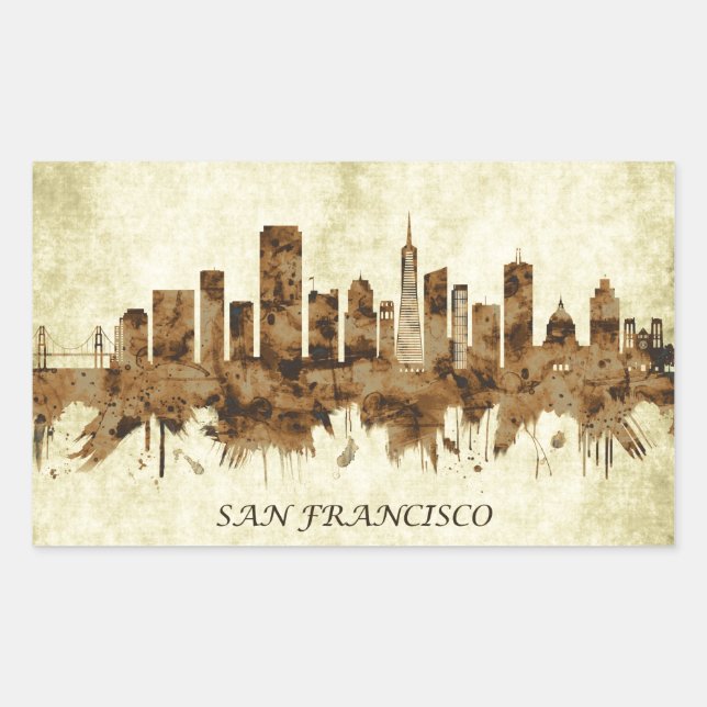 Pegatina Rectangular Catastro de San Francisco California (Anverso)