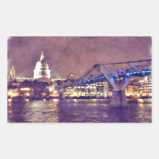 Pegatina Rectangular Catedral de San Pablo por pintura nocturna de bell