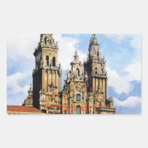 Pegatina Rectangular Catedral de Santiago de Compostela (A Coruña)