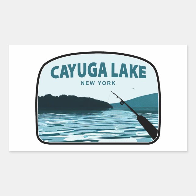 Pegatina Rectangular Cayuga Lake New York (Anverso)