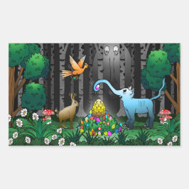 Pegatina Rectangular Caza de huevos de Pascua