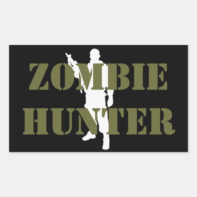 Pegatina Rectangular Cazador de ZOMBIES genial (Anverso)