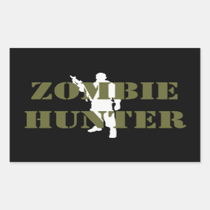Pegatina Rectangular Cazador de ZOMBIES genial