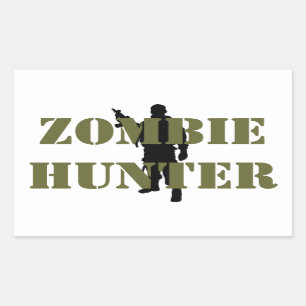 PEGATINA RECTANGULAR CAZADOR DE ZOMBIS