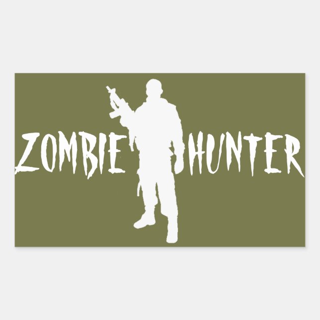 Pegatina Rectangular Cazador de zombis (Anverso)