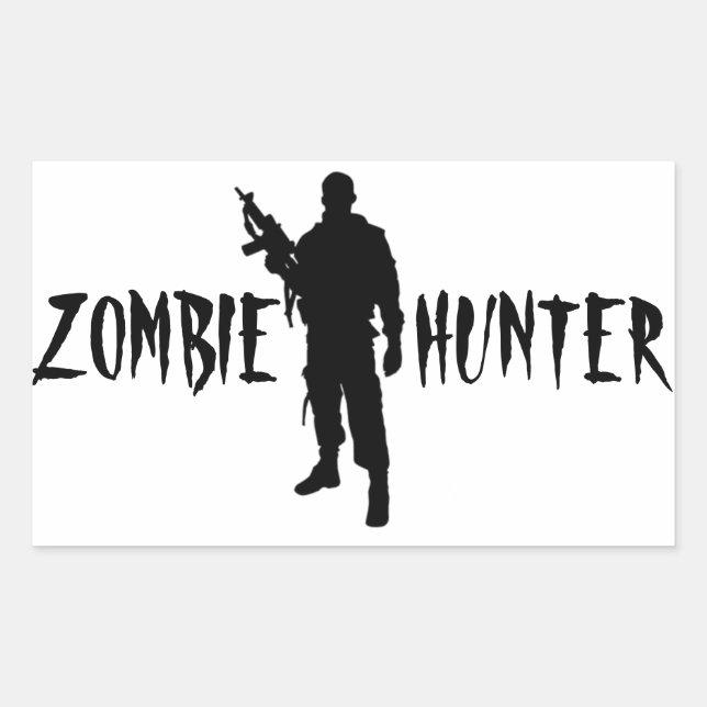 PEGATINA RECTANGULAR CAZADOR DE ZOMBIS -PEGATINA (Anverso)