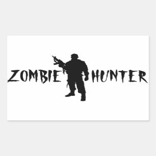 PEGATINA RECTANGULAR CAZADOR DE ZOMBIS -PEGATINA