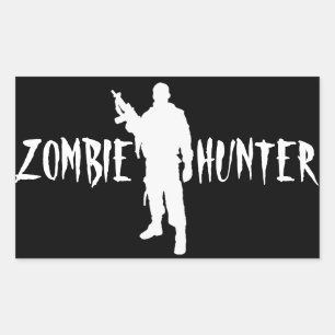 Pegatina Rectangular Cazador de ZOMBIS -Pegatina