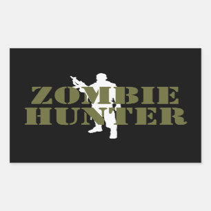 Pegatina Rectangular Cazador de ZOMBIS- ZOMBIS