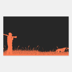 Pegatina Rectangular Cazar perros Naranja gráfico apuntando a cazadores