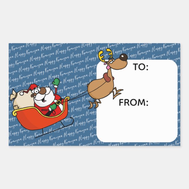 Pegatina Rectangular Celebración de Papá Noel Africano en Kwanzaa (Anverso)