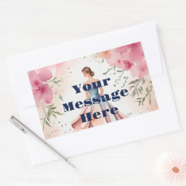 Pegatina Rectangular Celebración de Quinceanera de color de agua