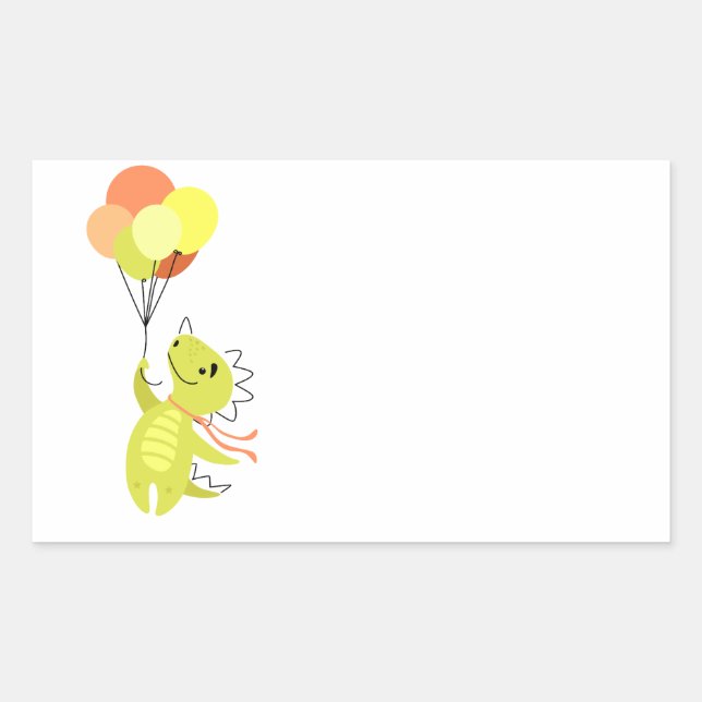 Pegatina Rectangular Celebraciones de dinosaurios (Anverso)