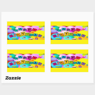 Pegatina Rectangular Celebrando feliz cumpleaños