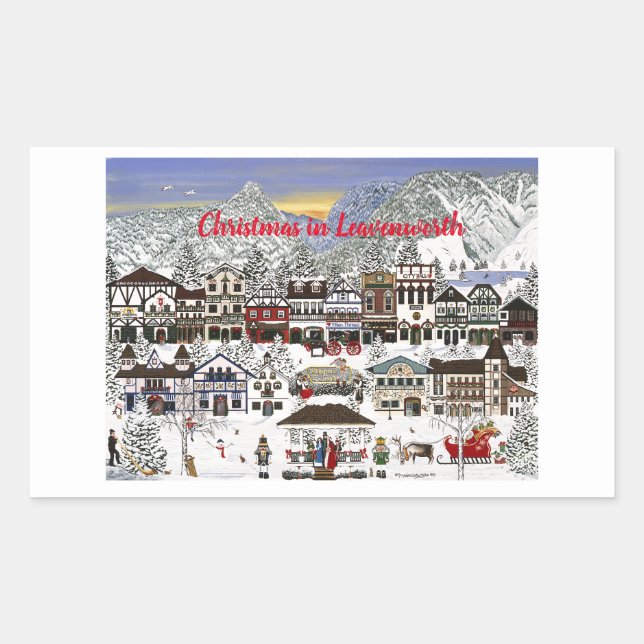 Pegatina Rectangular Celebrando las vacaciones en Leavenworth (Anverso)