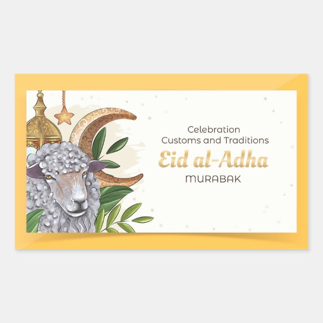 Pegatina Rectangular Celebration Custons and Traditions (Eid al-Adha) (Anverso)