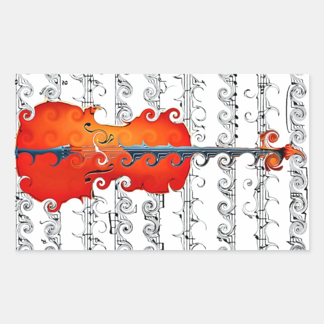 Pegatina Rectangular ¡Cello y yo rocamos! (Anverso)